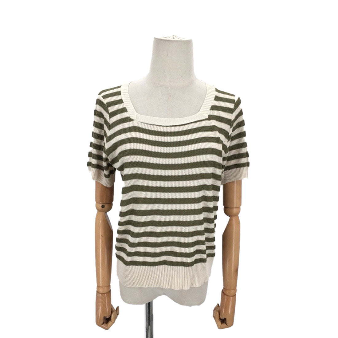 デューリリー Dewlily ボーダーサマーニット 韓国ファッション 10代 20代 30代 スクエアネック カジュアル ボーダーデザイン コンパクト 豊富なカラーバリエーション （ブラック） ブラック