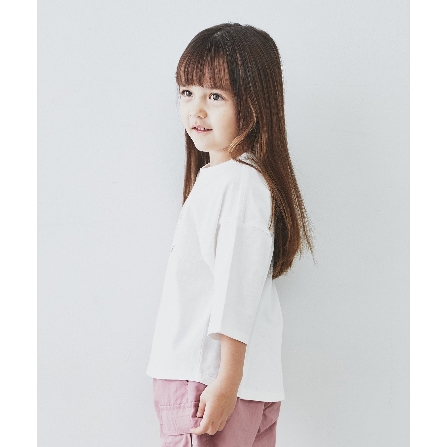 ザ ショップ ティーケー (キッズ) THE SHOP TK(Kids) 【110-150】オーガニックコットン天竺箔プリント七分袖 （オリーブグリーン(026)） オリーブグリーン(026)