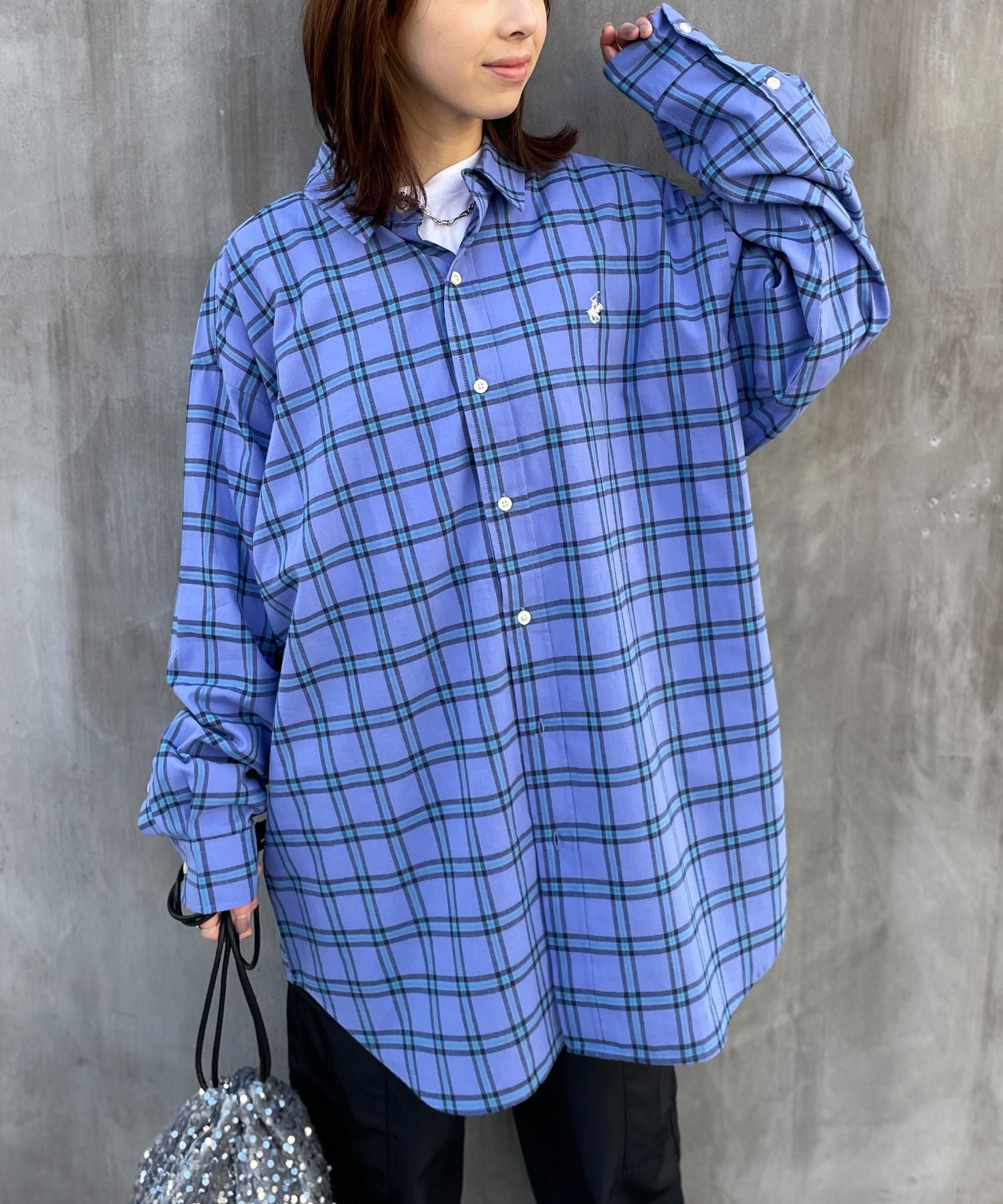 ビバリーヒルズポロクラブ BEVERLY HILLS POLO CLUB 【BEVERLY HILLS POLO CLUB】ワンポイントロゴBIGシルエット長袖シャツ 4187ー0140