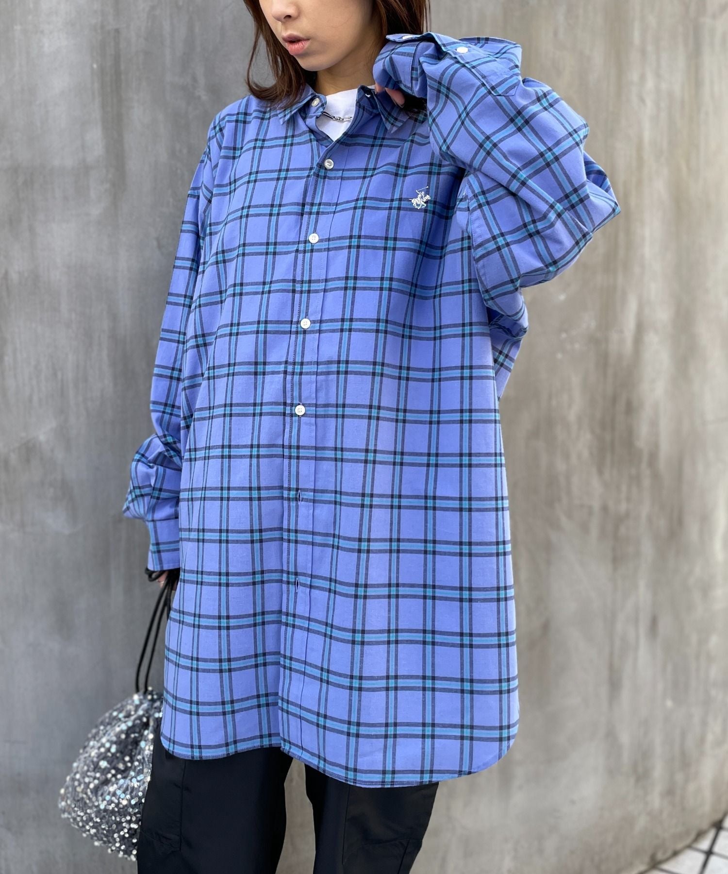 ビバリーヒルズポロクラブ BEVERLY HILLS POLO CLUB 【BEVERLY HILLS POLO CLUB】ワンポイントロゴBIGシルエット長袖シャツ 4187ー0140