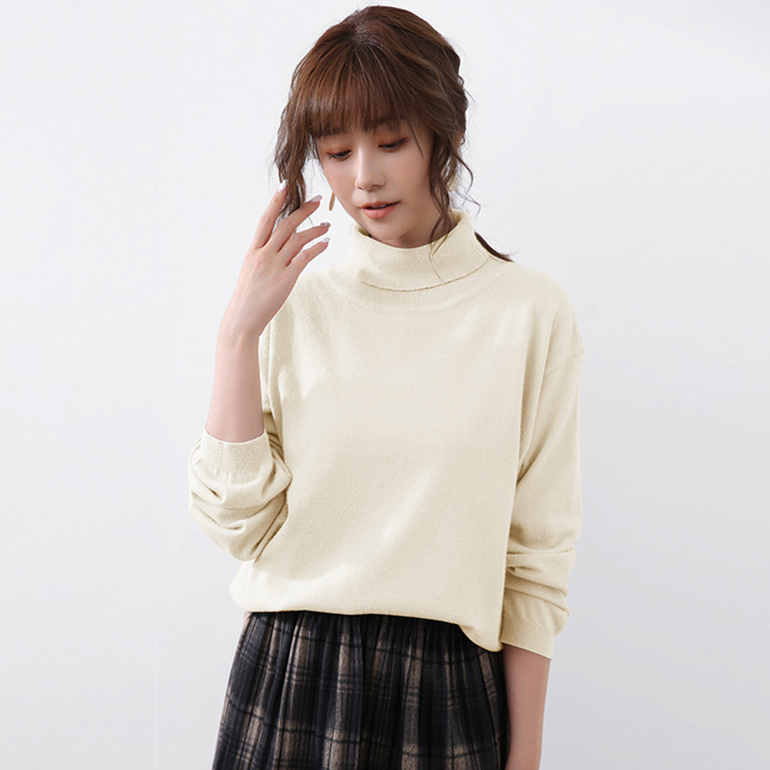 ドゥー ベル Doux Belle 秋新作 洗えるニット レディース/ トップス/ ニット カシミアタッチニット 長袖 秋 冬 オフィス （ブラック） ブラック