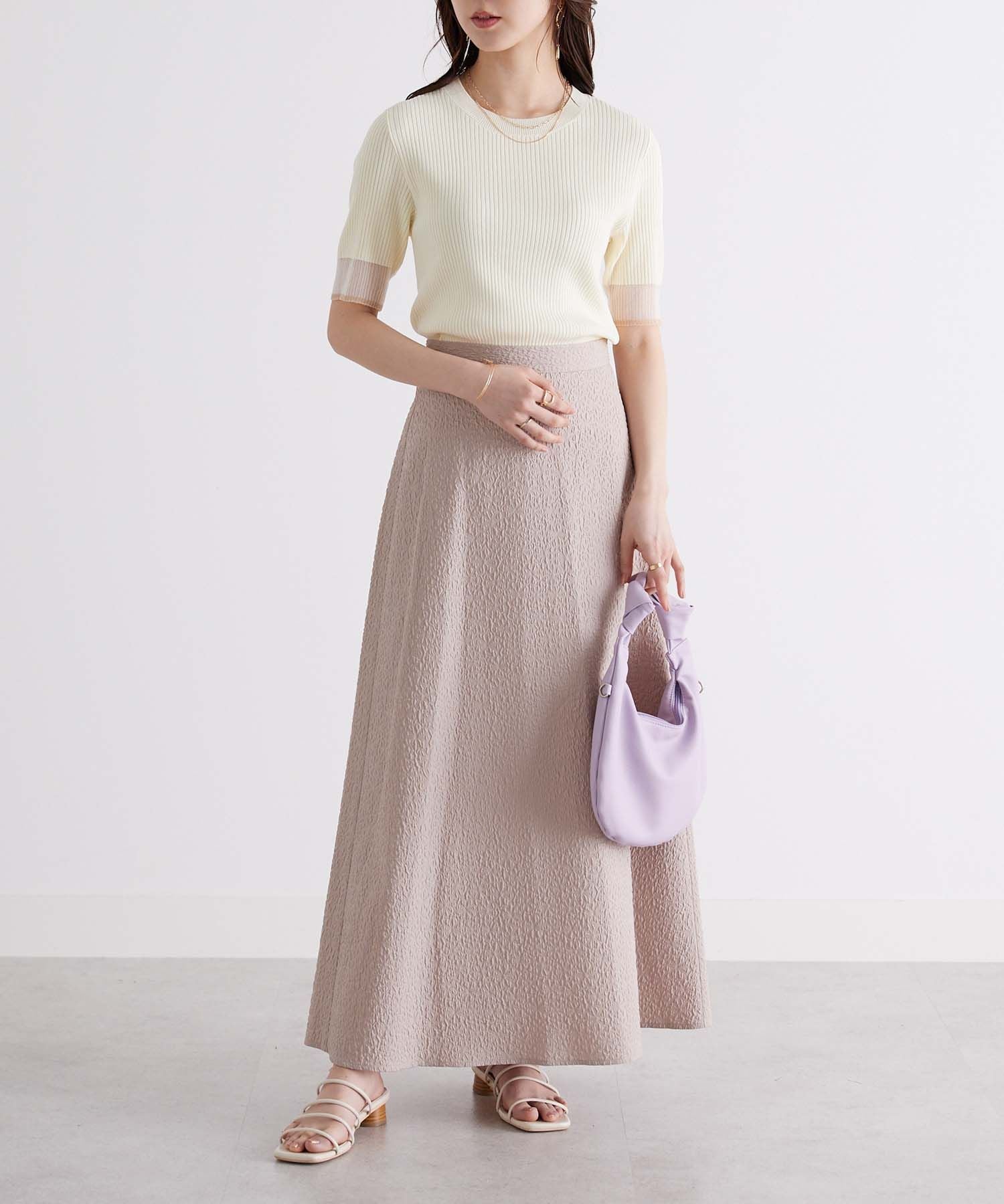 ジーラ GeeRA 袖口シアーリブニット【返品不可商品】