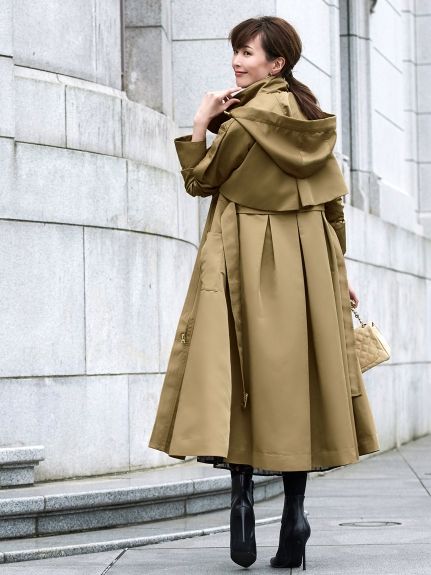 2way hooded long trench coat