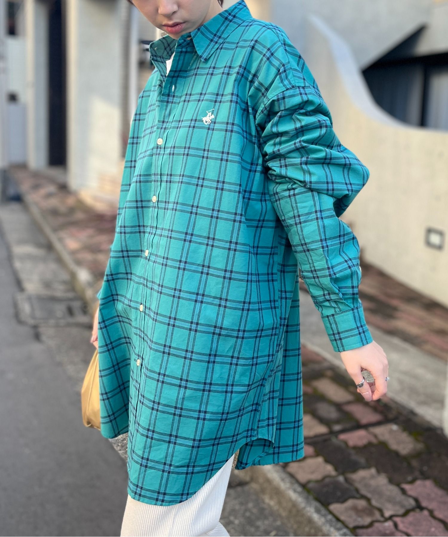 ビバリーヒルズポロクラブ BEVERLY HILLS POLO CLUB 【BEVERLY HILLS POLO CLUB】ワンポイントロゴBIGシルエット長袖シャツ 4187ー0140