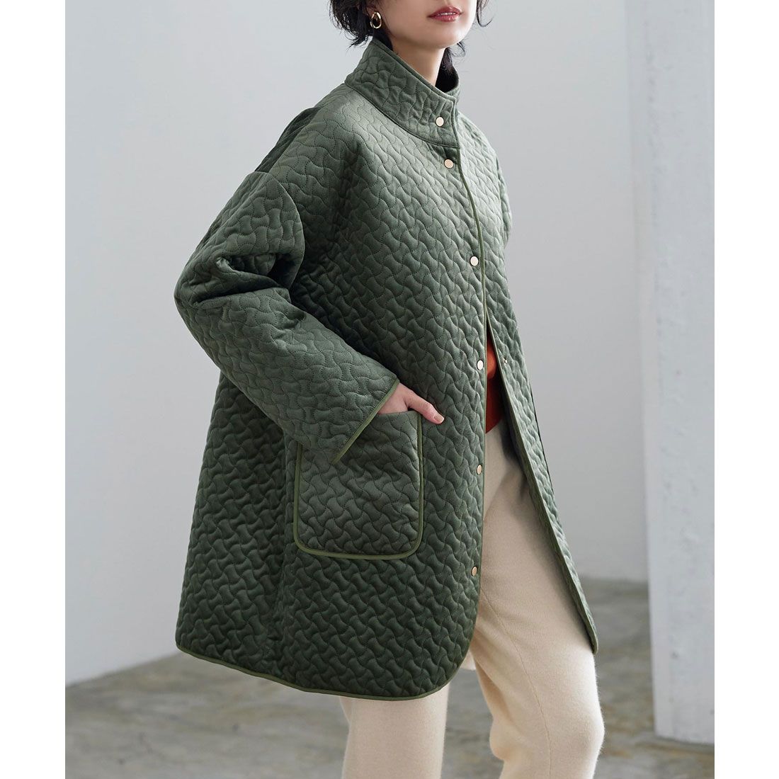 KOBE LETTUCE Quilted velour padded coat [K1206]