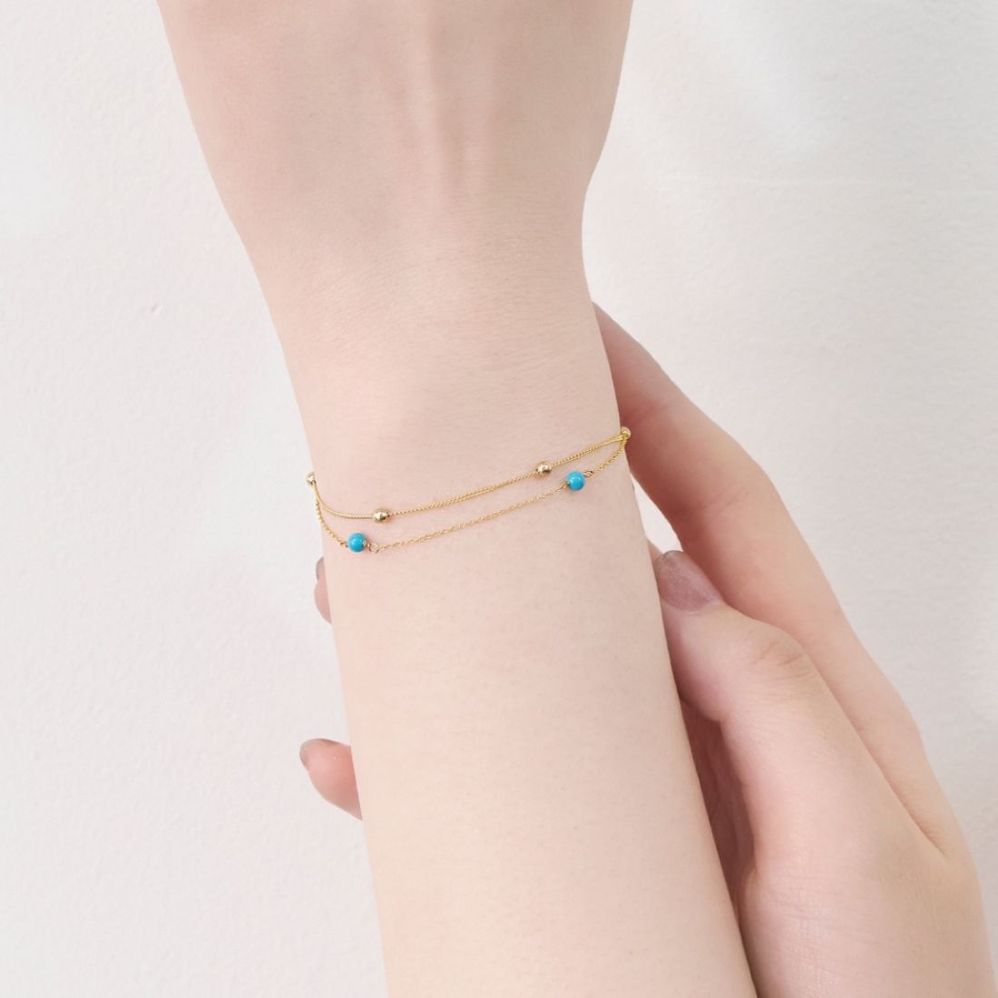 フィービィー Phoebe スキップターコイズ2ラインブレスレット