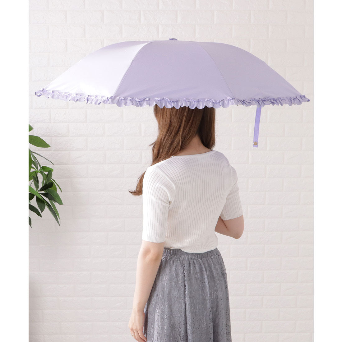 レースレディース Lace Ladies 二段階式フリル付き晴雨兼用傘 （パープル） パープル