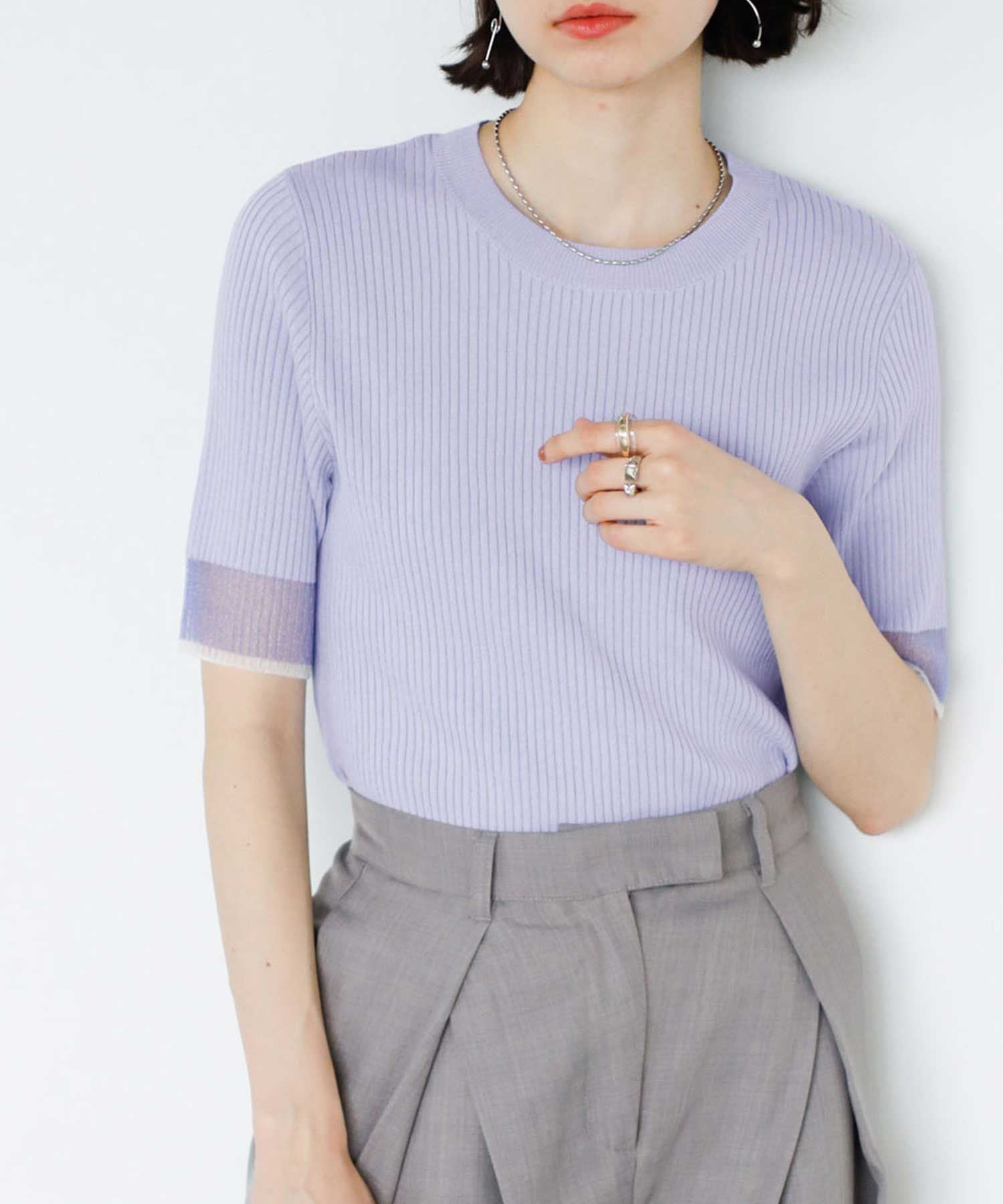 ジーラ GeeRA 袖口シアーリブニット【返品不可商品】