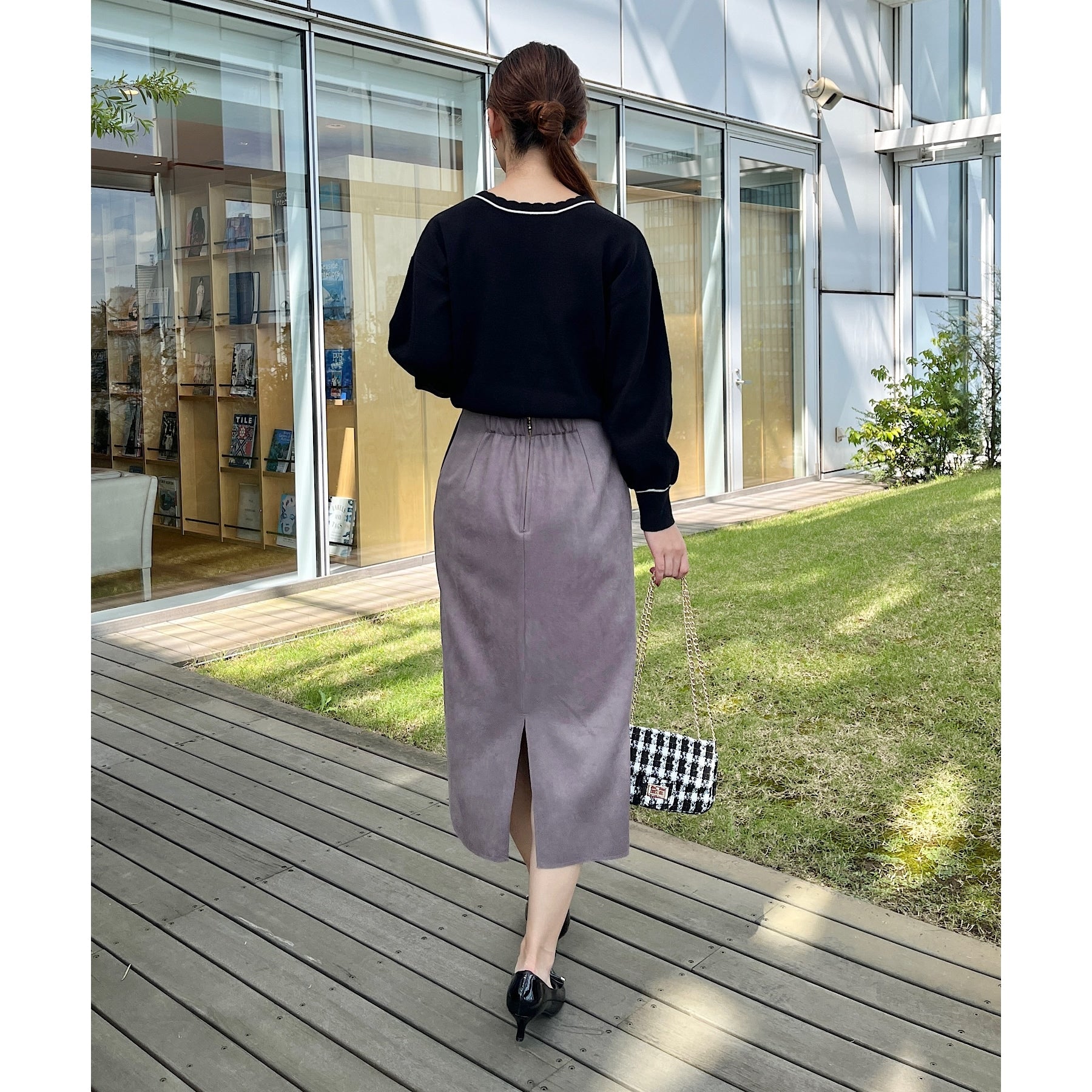 クチュール ブローチ Couture Brooch 前後2WAYスカラリボン衿ニット （ベビーピンク(071)） ベビーピンク(071)