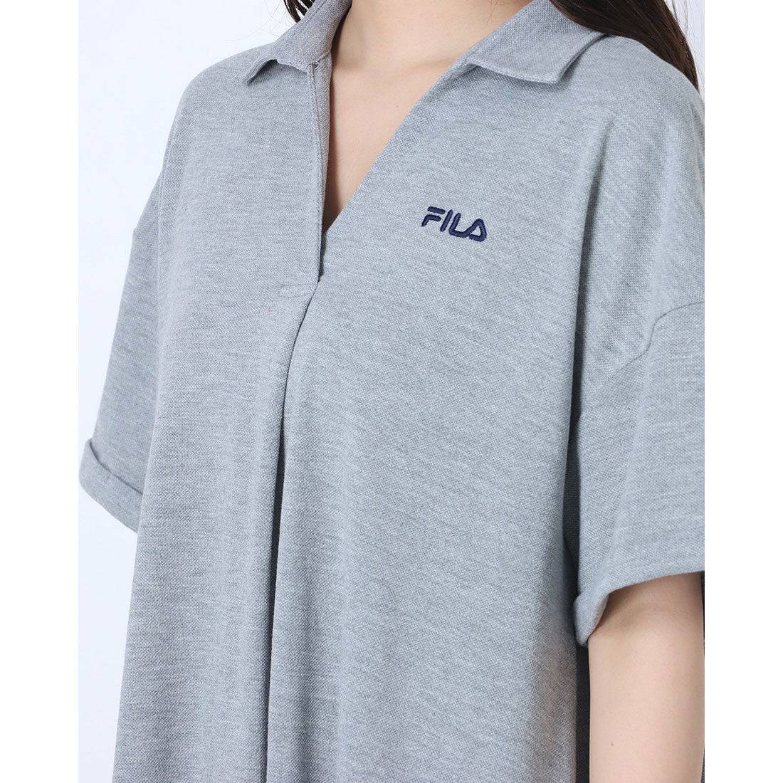 RANANラナン＜FILA/フィラ＞ゆったりフレアポロワンピース （グレー） グレー