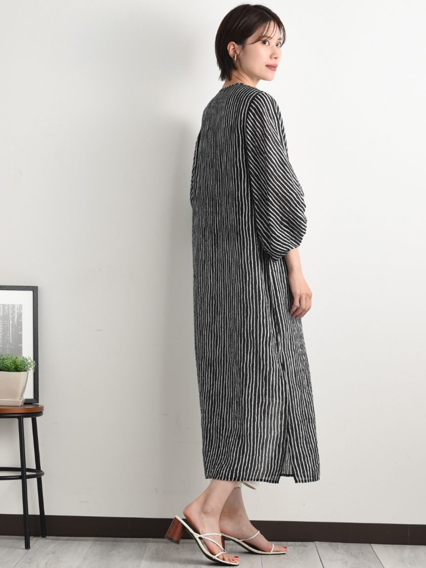 インタープラネット INTERPLANET 手書きストライプレイヤードワンピース