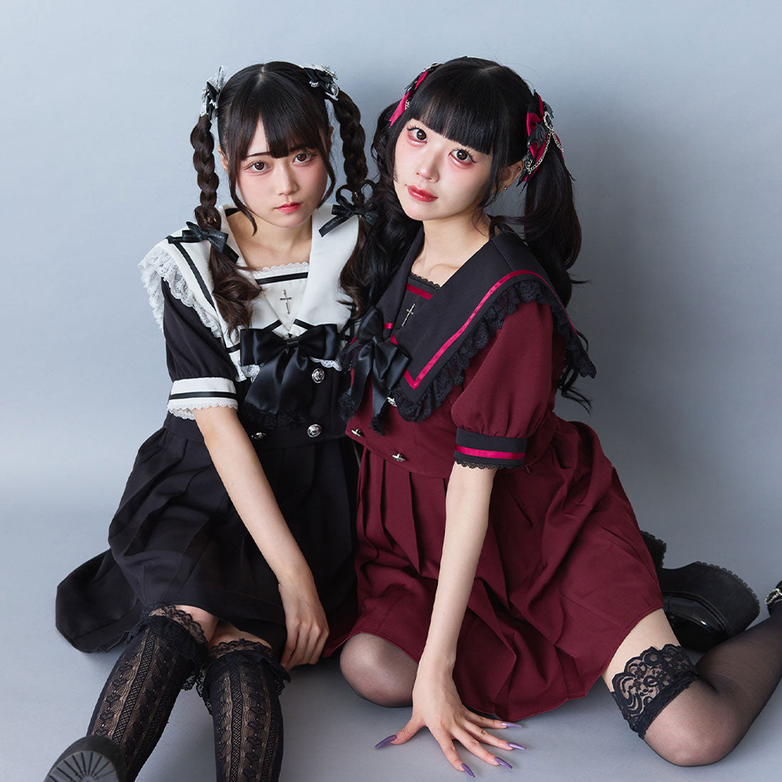ユメテンボウ 夢展望 闇学園クロスワンピース （ネイビー×ブラック） ネイビー×ブラック