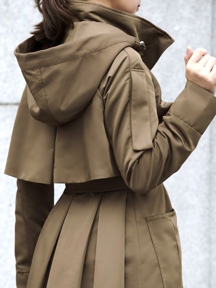 2way hooded long trench coat