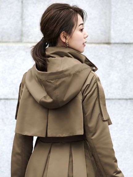 2way hooded long trench coat