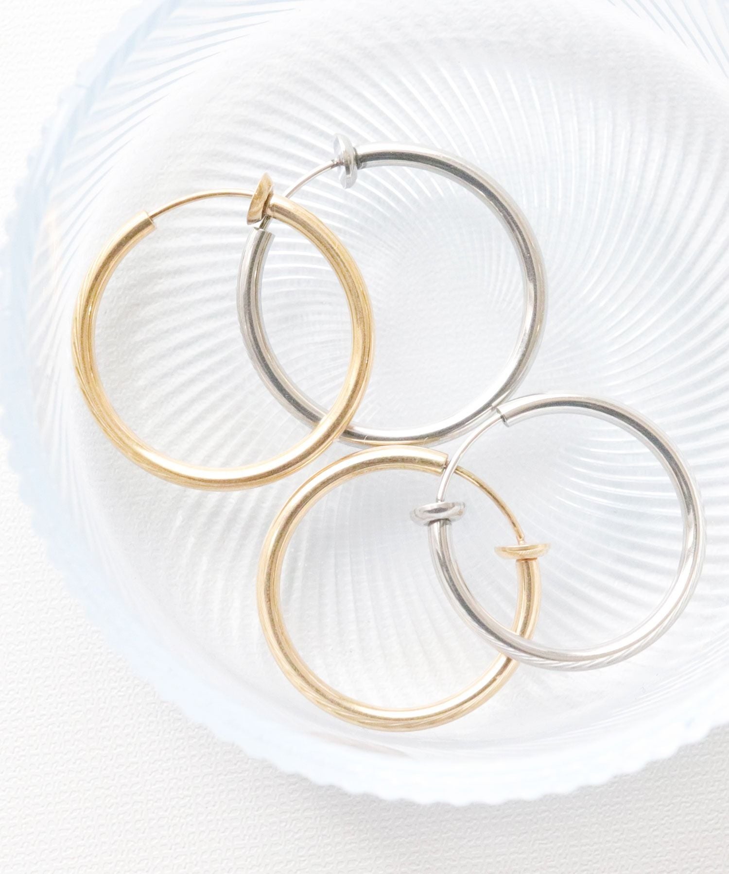 フロージュ florge 【7size展開】金属アレルギー対応 ステンレスシンプルフープイヤリング 12mm