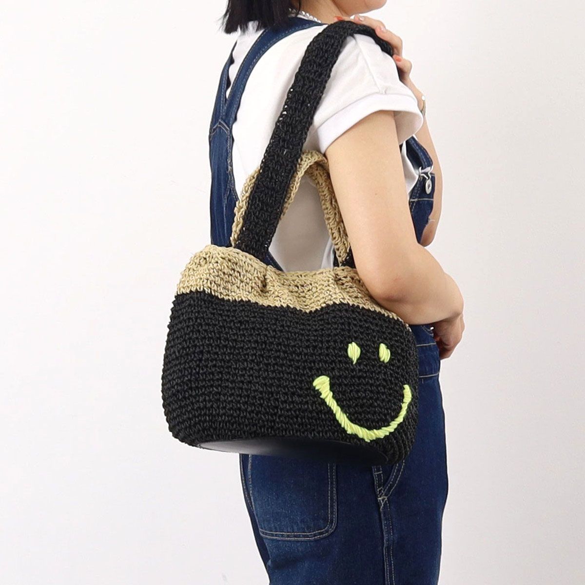 クーコ COOCO SMILEY 2ハンドルタック入カゴバッグ