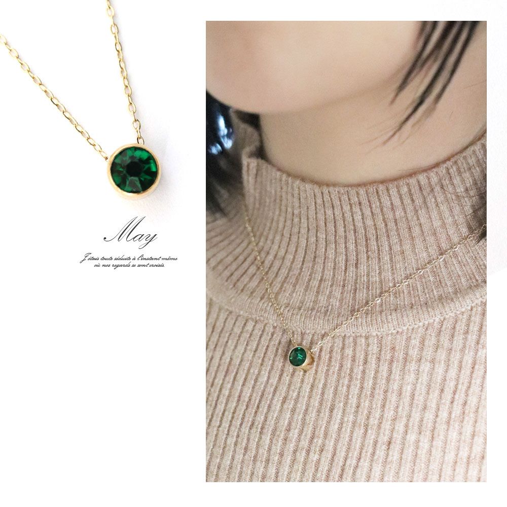 Florge Florge金屬過敏誕生石頂部不銹鋼短項鍊June Alexandrite