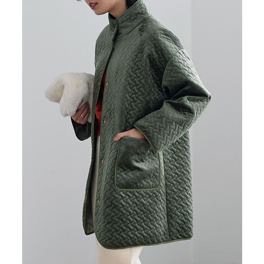 KOBE LETTUCE Quilted velour padded coat [K1206]