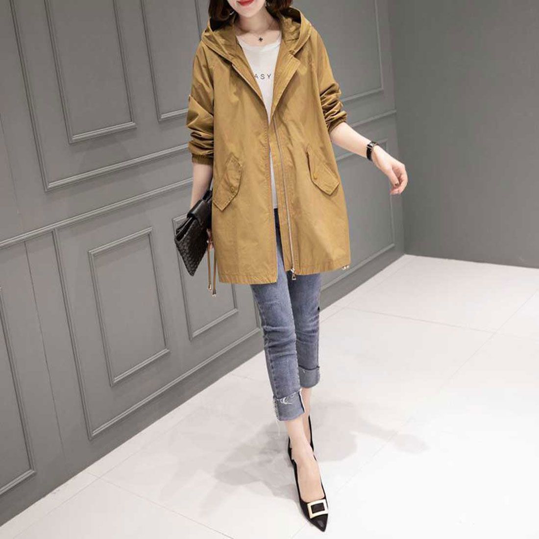 アミュレット Amulet マウンテンパーカー レディース アウター 春 秋 秋服 冬服 無地 フード 10代 20代 30代 体型カバー カジュアル ポケット 長袖