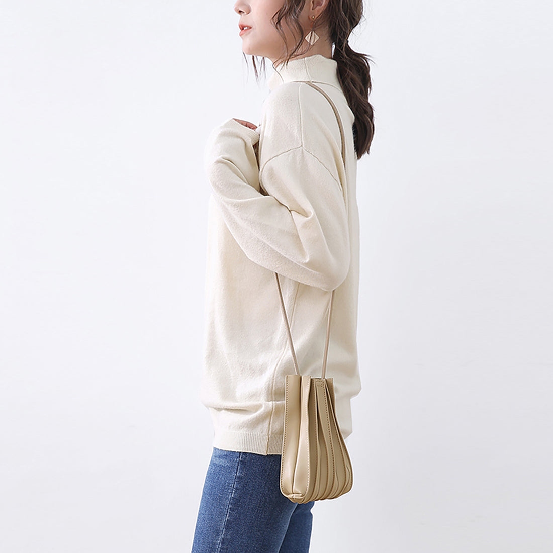 ドゥー ベル Doux Belle 秋新作 洗えるニット レディース/ トップス/ ニット カシミアタッチニット 長袖 秋 冬 オフィス （ブラック） ブラック