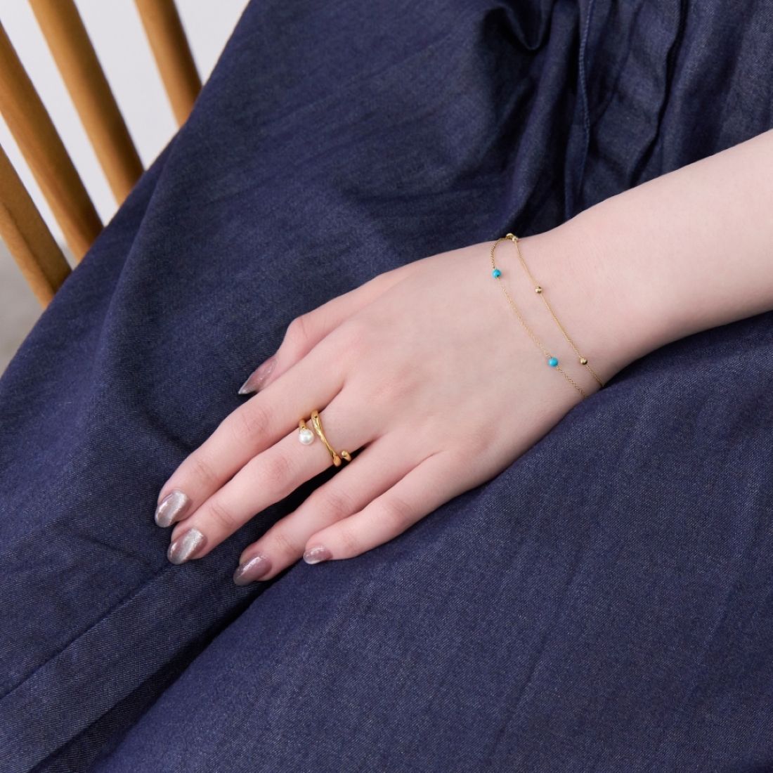 フィービィー Phoebe スキップターコイズ2ラインブレスレット