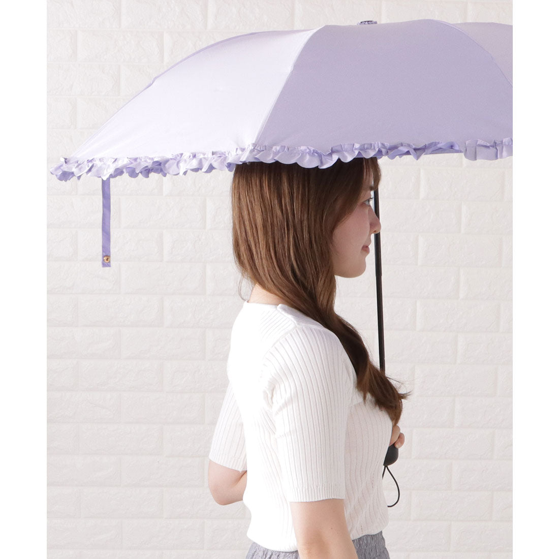 レースレディース Lace Ladies 二段階式フリル付き晴雨兼用傘 （パープル） パープル