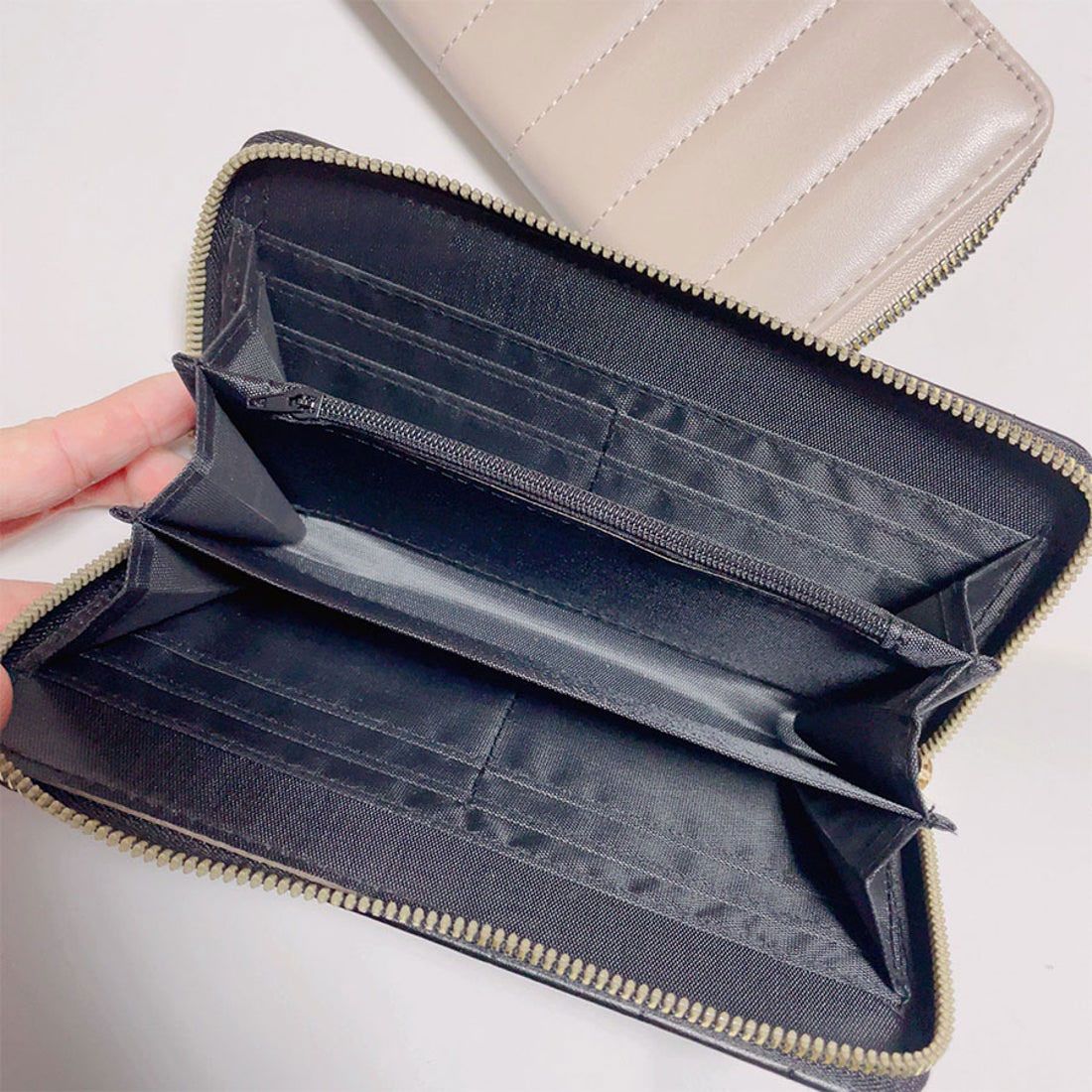 ショッピングゴー shoppinggo レディース メンズ 使いやすい長財布 ラウンドファスナー ウォレット 大容量長財布 型押し サイフ 小銭入れあり 男女兼用
