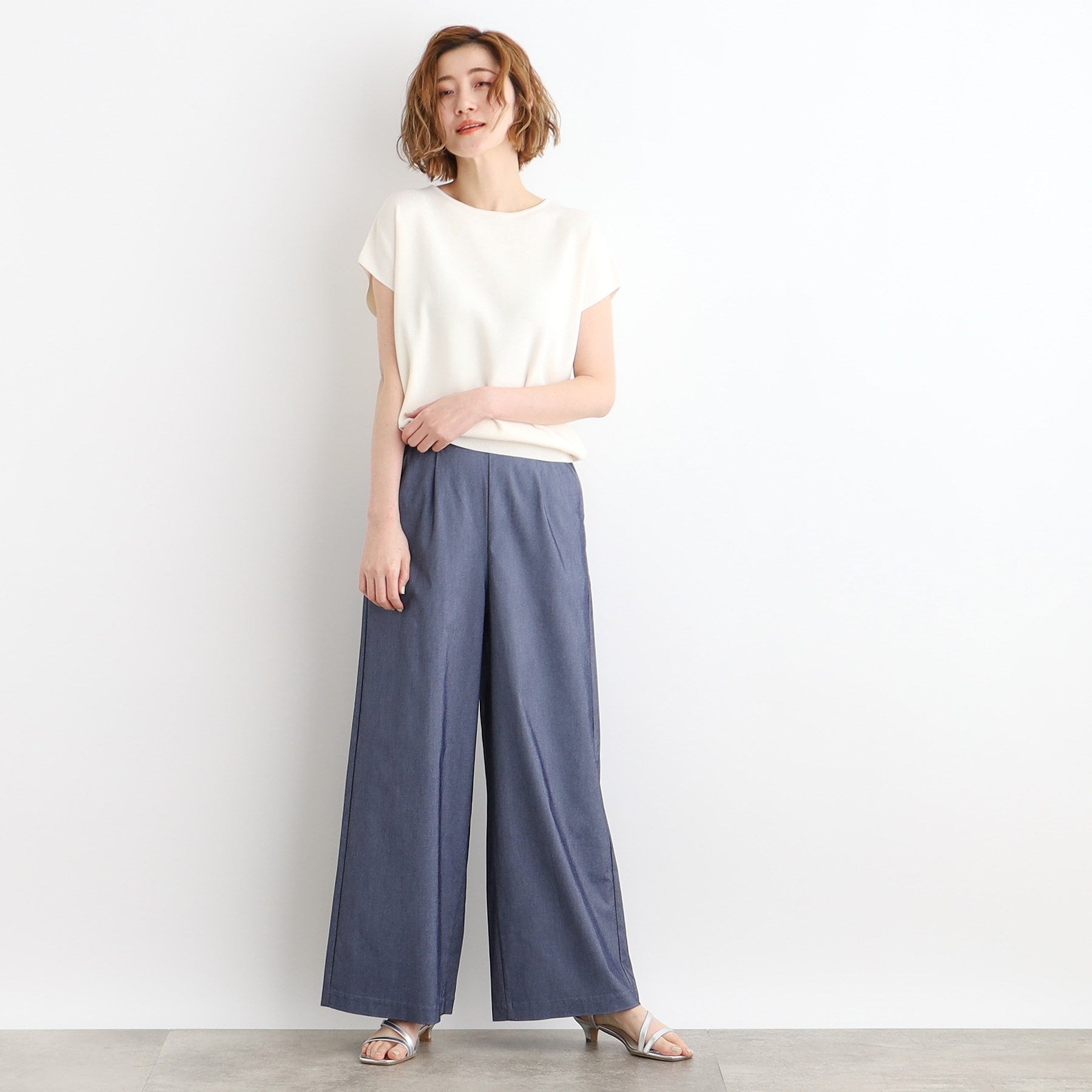 グローブ grove 【夏に嬉しい機能付き】やわらかドライタッチフレンチスリーブニット （ピンク(074)） ピンク(074)
