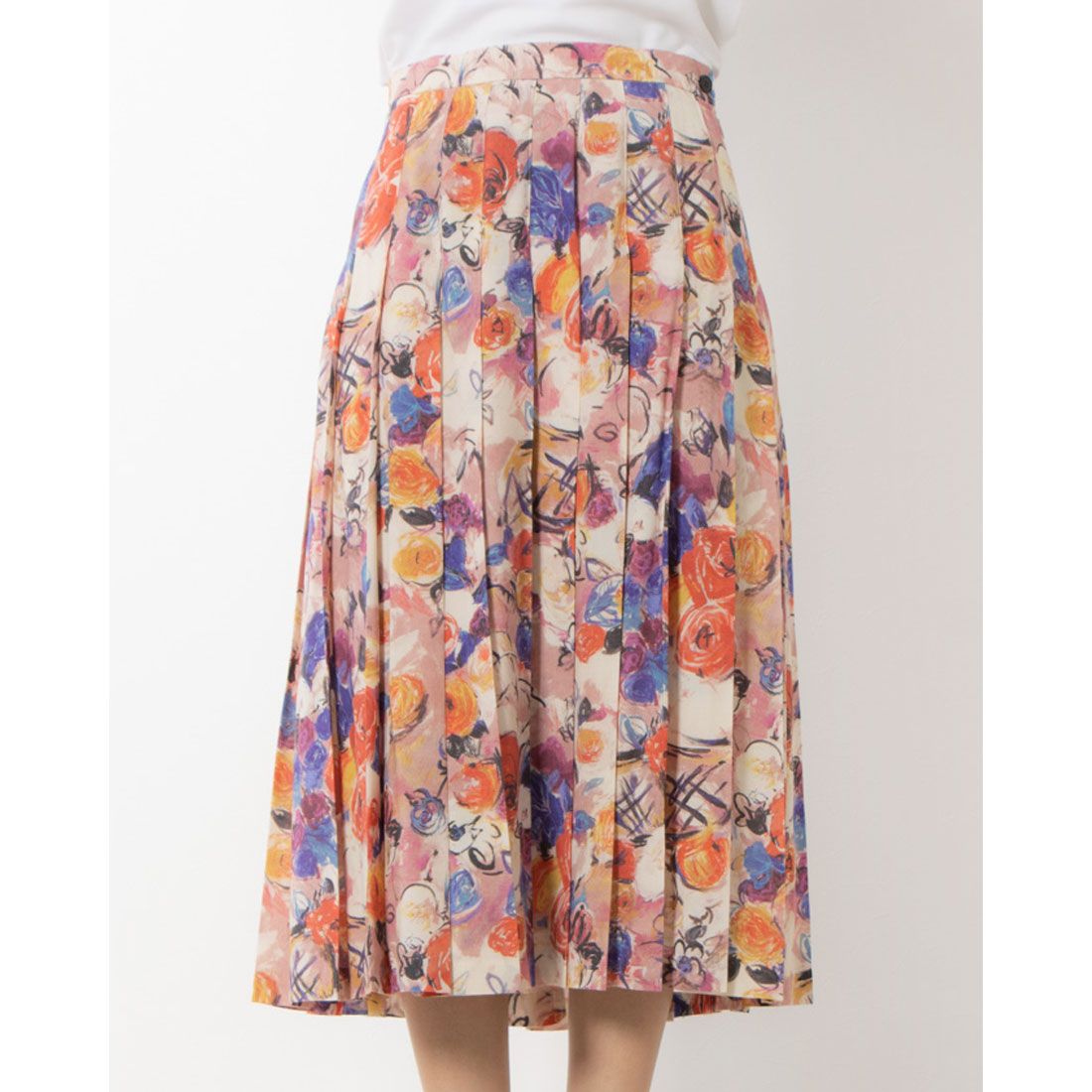 オールド イングランド OLD ENGLAND フラワープリントプリーツスカート