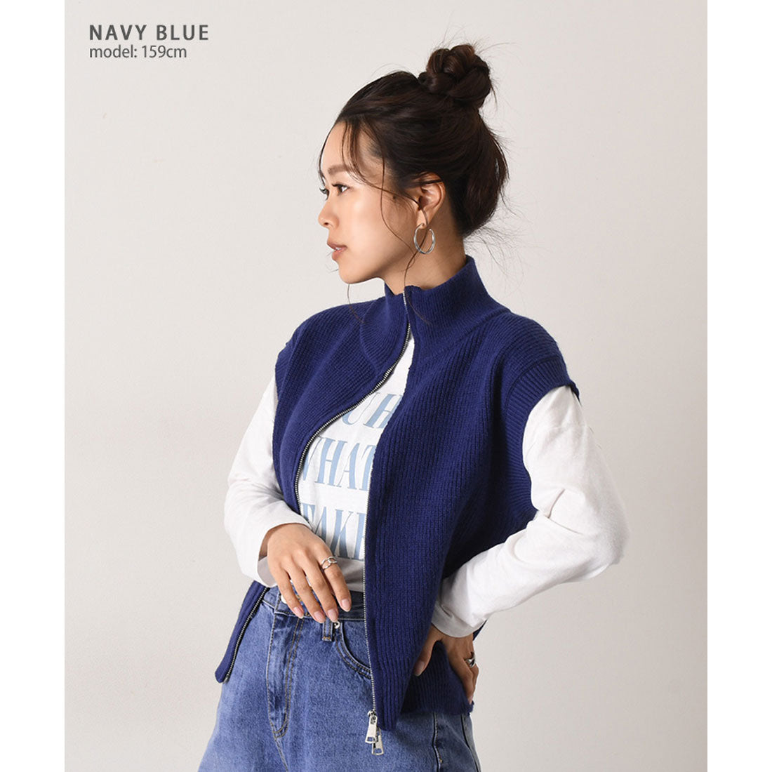リアルスタイル REAL STYLE ニット ベスト レディース 羽織り 秋 冬 ハイネック ゆったり 洗える ウォッシャブル 体型カバー 首カバー 冷え 寒さ対策 防寒 （ベージュ） ベージュ