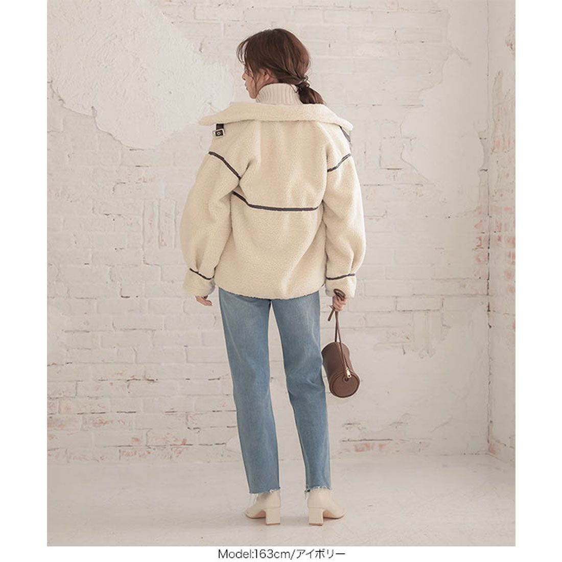 KOBE LETTUCE Neck belt boa blouson [K986]