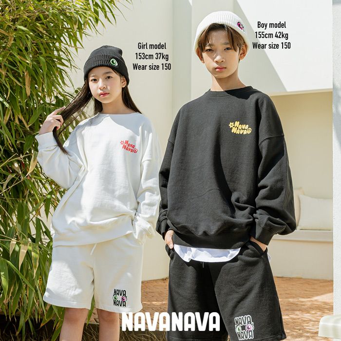 ナバナバ NAVANAVA スマイル バックプリント クルーネックトレーナー