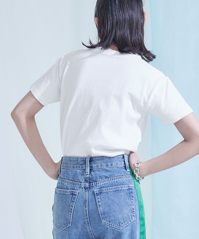 ミエット miette シルバー箔プリントTシャツ