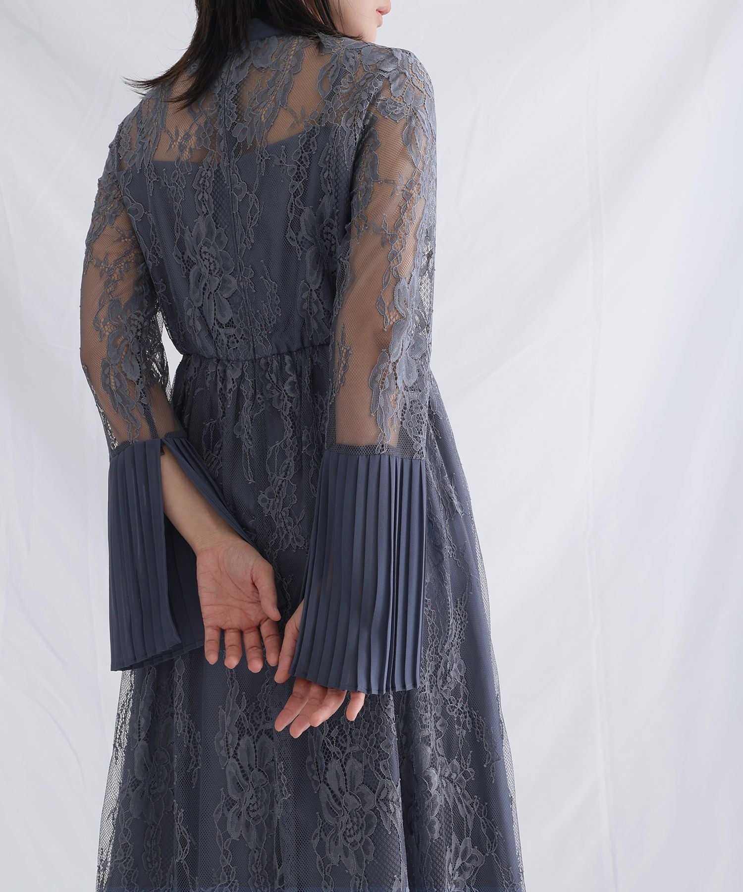 プールヴー PourVous 袖あり&ミモレ丈パーティードレスチャイナ風お呼ばれ結婚式フォーマル ワンピース 20代 30代 40代