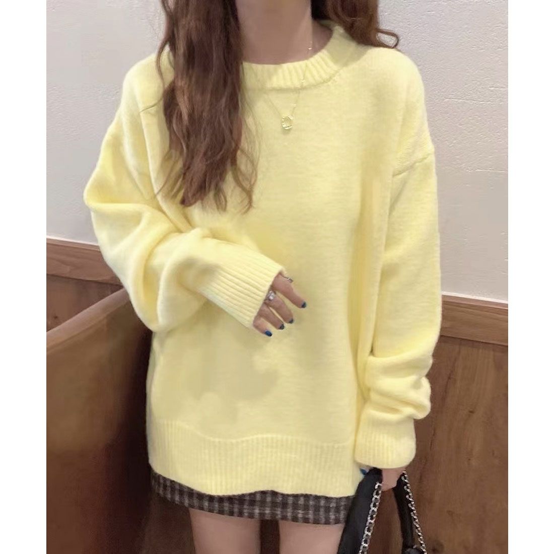 ニットセーター カラーニット 長袖 秋冬