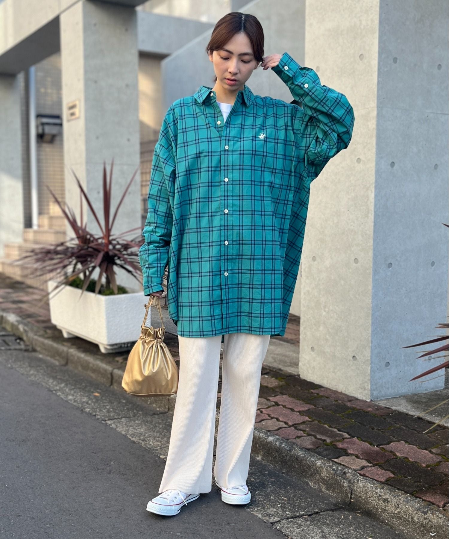 ビバリーヒルズポロクラブ BEVERLY HILLS POLO CLUB 【BEVERLY HILLS POLO CLUB】ワンポイントロゴBIGシルエット長袖シャツ 4187ー0140