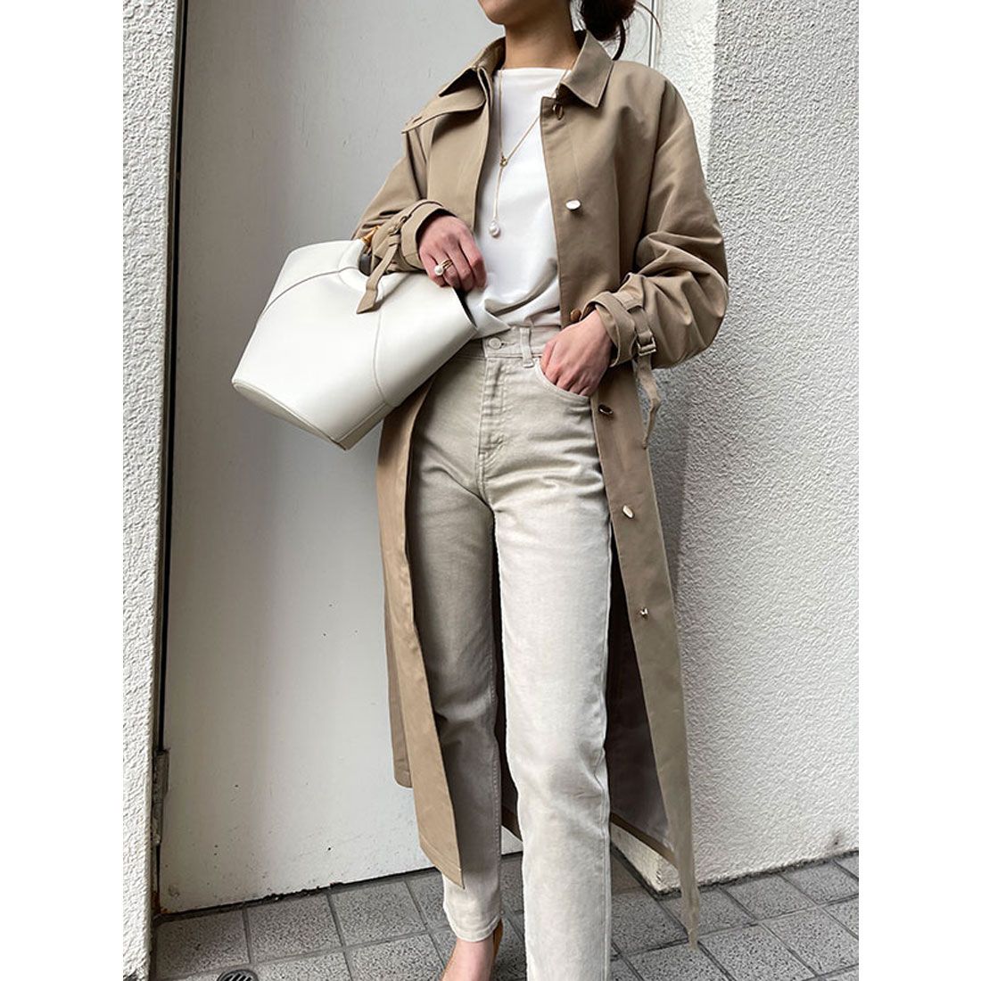 anuans stand collar trench coat