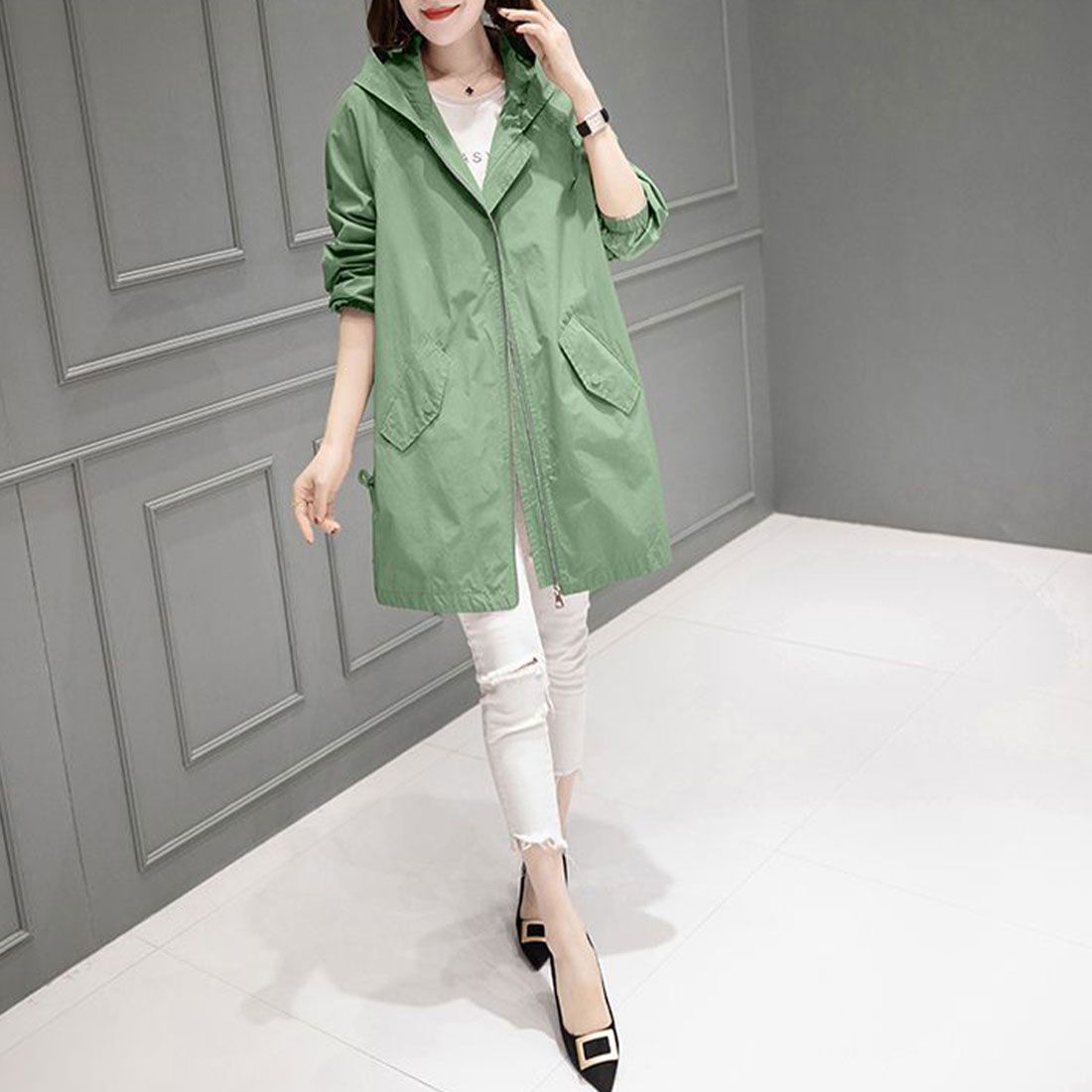 アミュレット Amulet マウンテンパーカー レディース アウター 春 秋 秋服 冬服 無地 フード 10代 20代 30代 体型カバー カジュアル ポケット 長袖