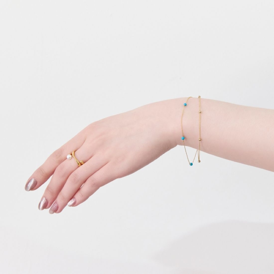 フィービィー Phoebe スキップターコイズ2ラインブレスレット