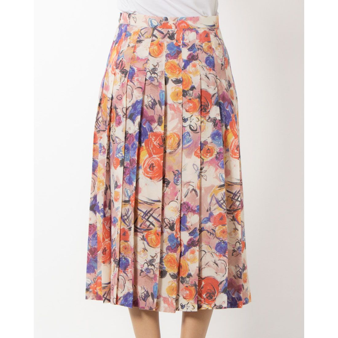 オールド イングランド OLD ENGLAND フラワープリントプリーツスカート