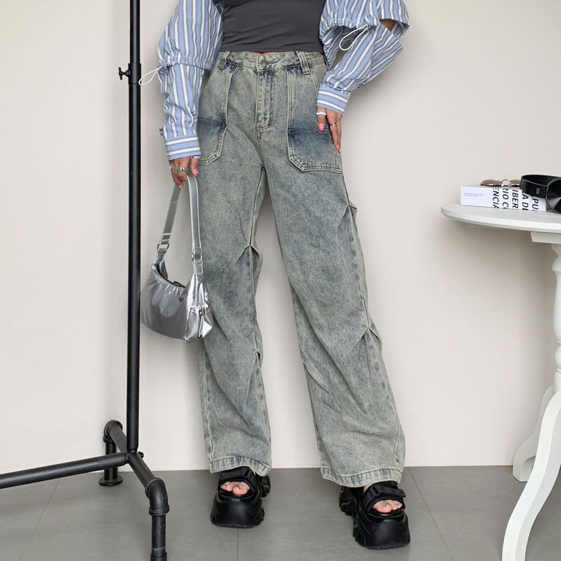 ノンヘッジ non-hedge サイドタックデニムパンツ