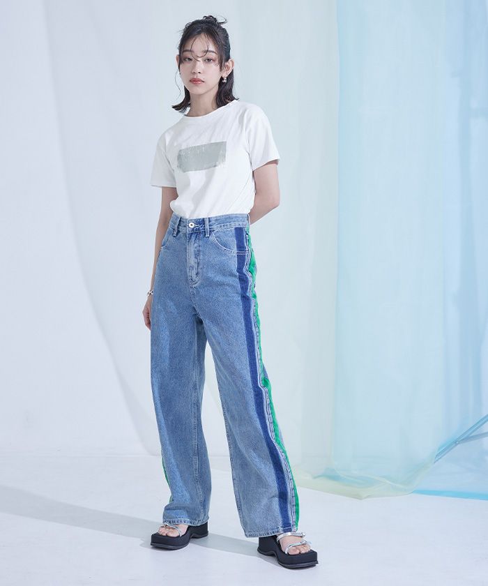 ミエット miette シルバー箔プリントTシャツ