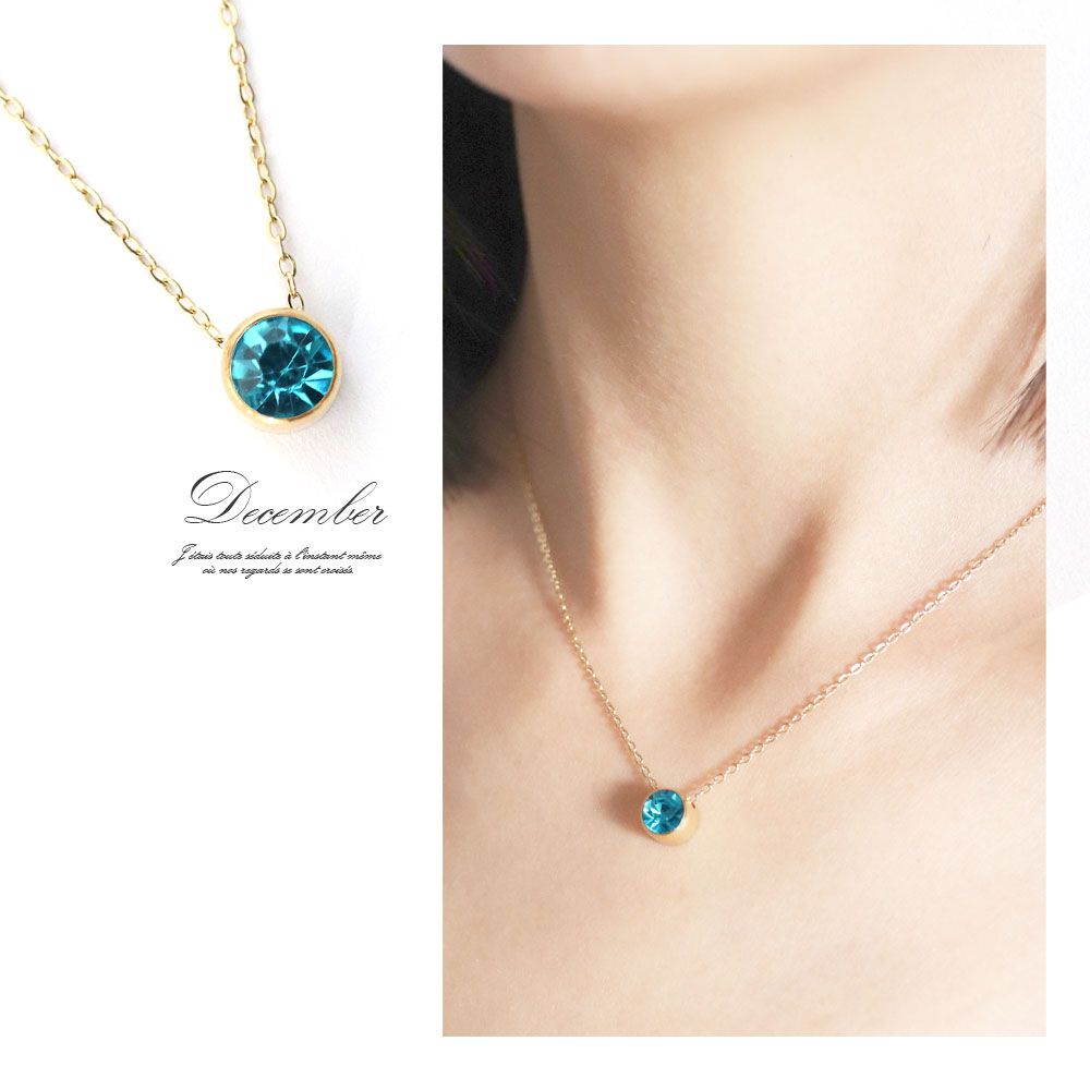 Florge Florge金屬過敏誕生石頂部不銹鋼短項鍊June Alexandrite