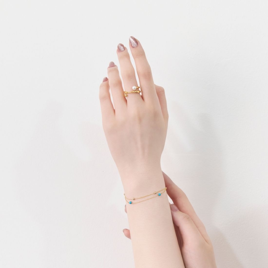 フィービィー Phoebe スキップターコイズ2ラインブレスレット