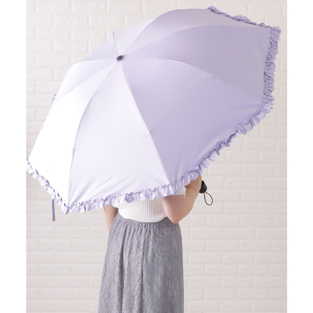 レースレディース Lace Ladies 二段階式フリル付き晴雨兼用傘 （パープル） パープル