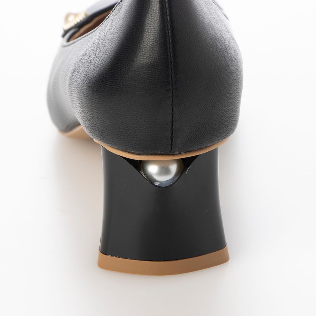 シュベック SVEC パールアクセント チャンキーヒール ポインテッドトゥ パンプス