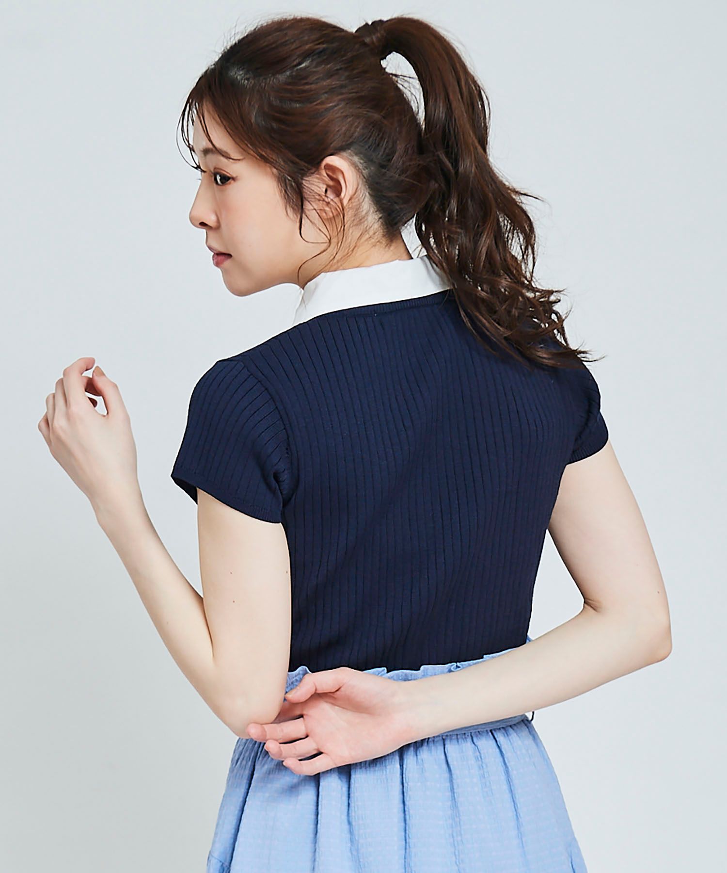 トランテアン ソン ドゥ モード 31 Sons de mode シャツ襟付き2WAYリブニット