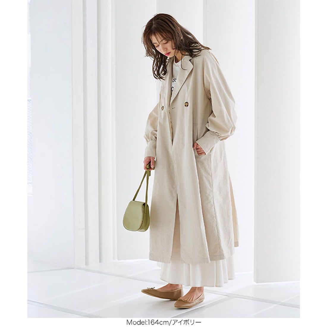 KOBE LETTUCE Volume Sleeve Back Tuck Trench [K1090]