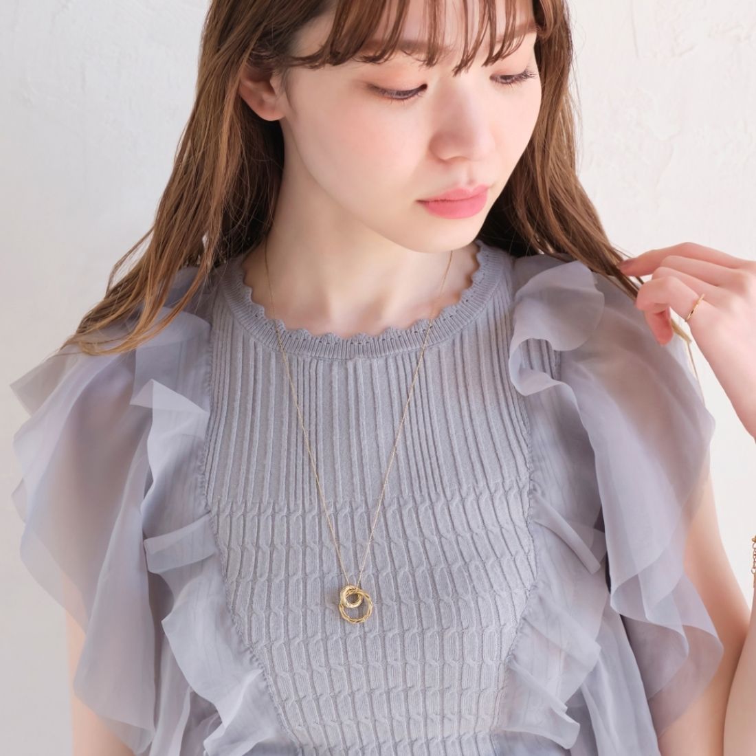 フィービィー Phoebe モードダブルリングペンダントネックレス