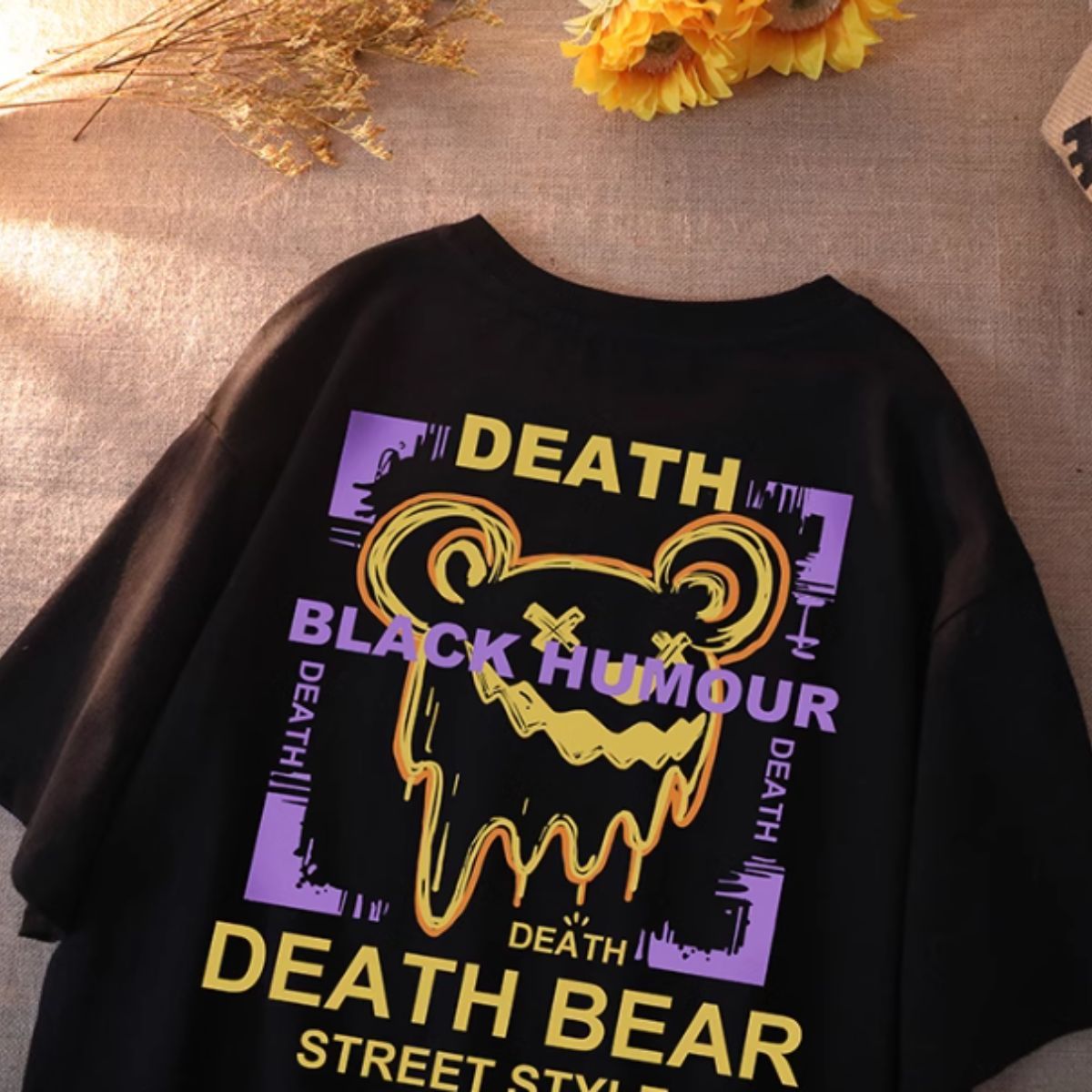 ベルシー Belle Cie Tシャツ 半袖 プリントT ユニーク ファンキー ストリート ロゴ レディース 韓国ファッション ゴシック インパクト かわいい くま 夏 黒 白